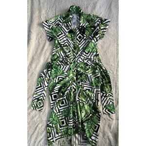 Joseph Ribkoff Tropical Print Waist Tie Shirt Dress 242033 Women’s Size 8